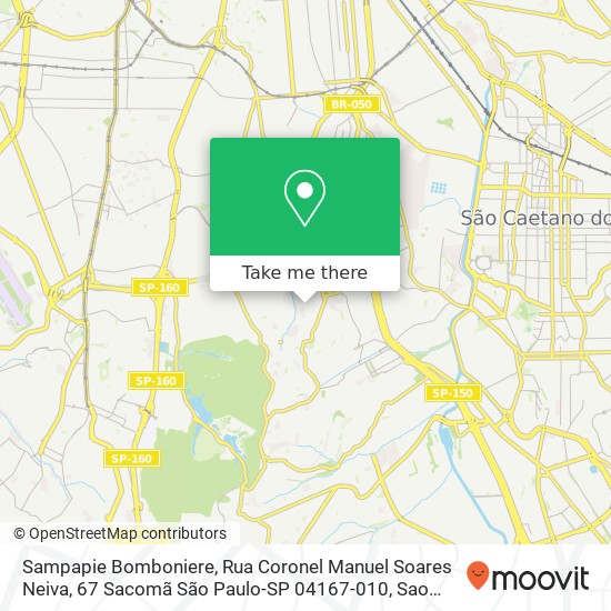 Mapa Sampapie Bomboniere, Rua Coronel Manuel Soares Neiva, 67 Sacomã São Paulo-SP 04167-010