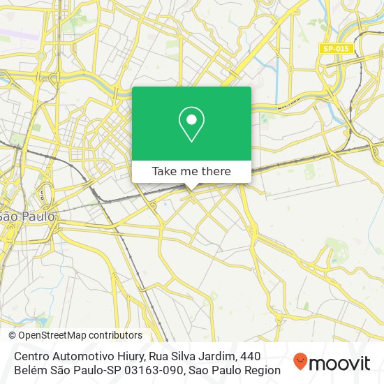 Mapa Centro Automotivo Hiury, Rua Silva Jardim, 440 Belém São Paulo-SP 03163-090