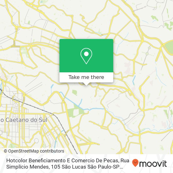 Mapa Hotcolor Beneficiamento E Comercio De Pecas, Rua Simplício Mendes, 105 São Lucas São Paulo-SP 03249-050