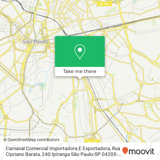 Carnaval Comercial Importadora E Exportadora, Rua Cipriano Barata, 240 Ipiranga São Paulo-SP 04205-000 map