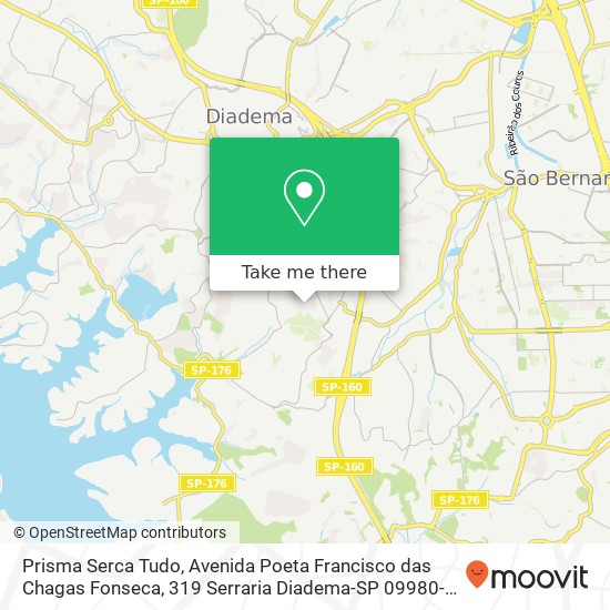 Mapa Prisma Serca Tudo, Avenida Poeta Francisco das Chagas Fonseca, 319 Serraria Diadema-SP 09980-240
