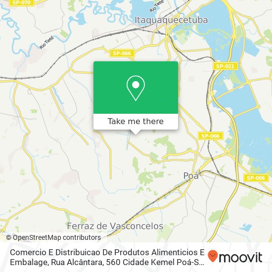 Comercio E Distribuicao De Produtos Alimenticios E Embalage, Rua Alcântara, 560 Cidade Kemel Poá-SP 08554-200 map