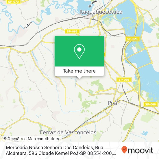 Mapa Mercearia Nossa Senhora Das Candeias, Rua Alcântara, 596 Cidade Kemel Poá-SP 08554-200