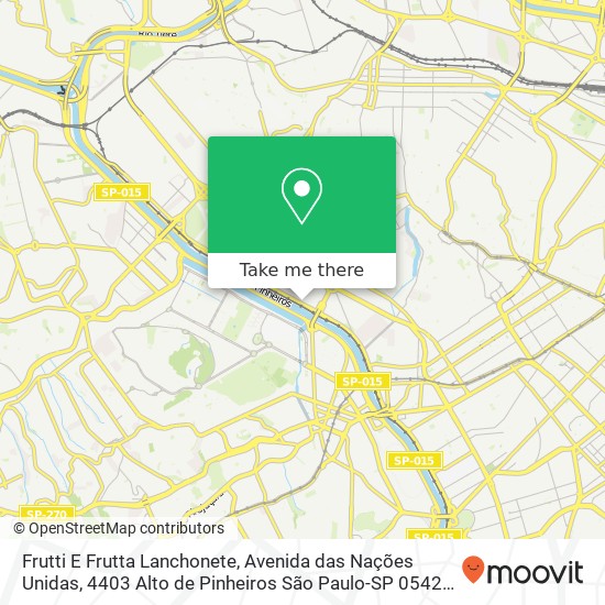 Mapa Frutti E Frutta Lanchonete, Avenida das Nações Unidas, 4403 Alto de Pinheiros São Paulo-SP 05425-070