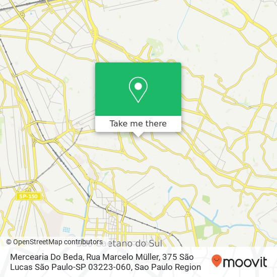 Mapa Mercearia Do Beda, Rua Marcelo Müller, 375 São Lucas São Paulo-SP 03223-060