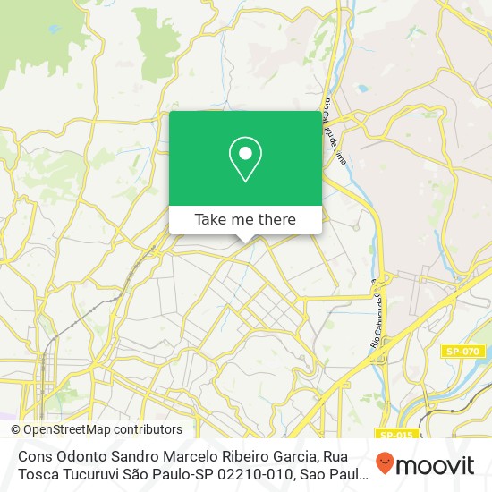 Mapa Cons Odonto Sandro Marcelo Ribeiro Garcia, Rua Tosca Tucuruvi São Paulo-SP 02210-010