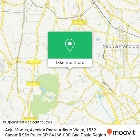 Mapa Anju Modas, Avenida Padre Arlindo Vieira, 1552 Sacomã São Paulo-SP 04166-000