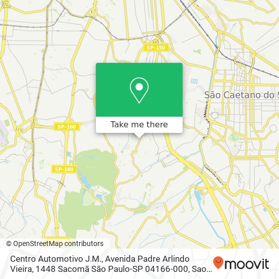 Mapa Centro Automotivo J.M., Avenida Padre Arlindo Vieira, 1448 Sacomã São Paulo-SP 04166-000