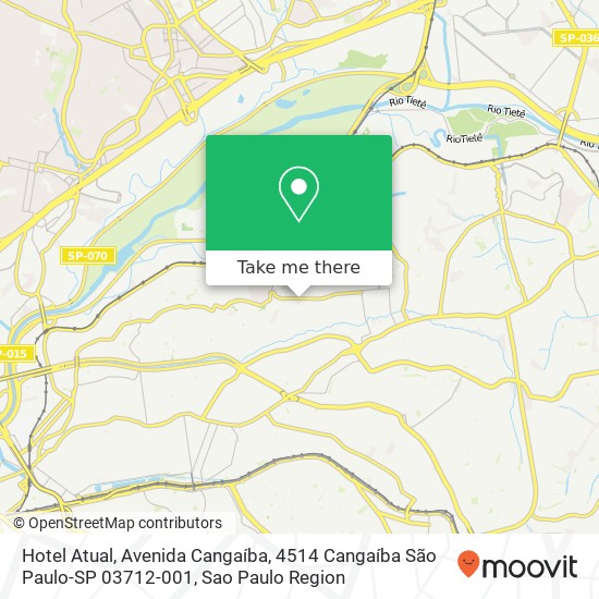 Mapa Hotel Atual, Avenida Cangaíba, 4514 Cangaíba São Paulo-SP 03712-001