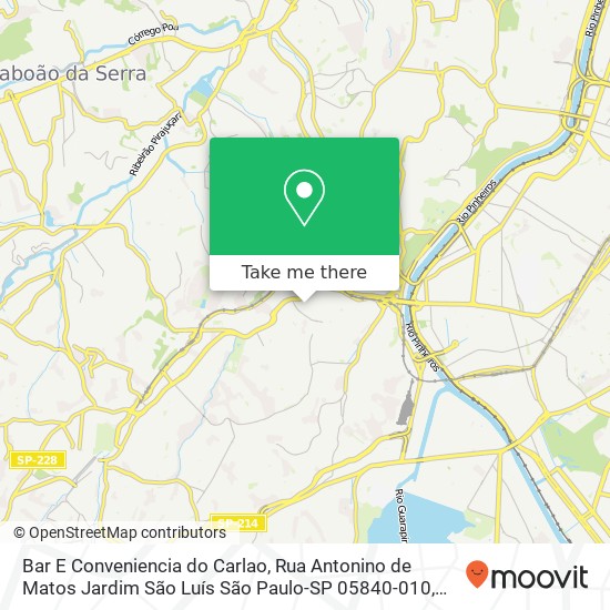 Mapa Bar E Conveniencia do Carlao, Rua Antonino de Matos Jardim São Luís São Paulo-SP 05840-010
