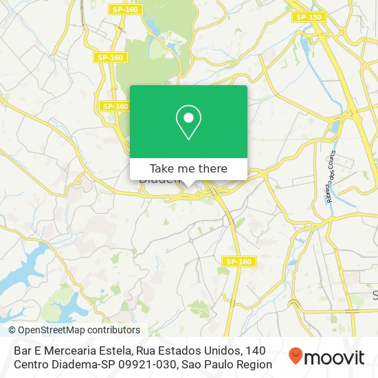 Mapa Bar E Mercearia Estela, Rua Estados Unidos, 140 Centro Diadema-SP 09921-030