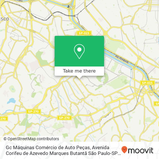 Mapa Gc Máquinas Comércio de Auto Peças, Avenida Corifeu de Azevedo Marques Butantã São Paulo-SP 05339-001