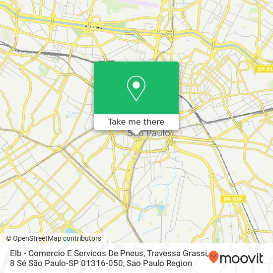 Mapa Elb - Comercio E Servicos De Pneus, Travessa Grassi, 8 Sé São Paulo-SP 01316-050