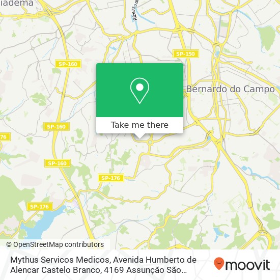 Mapa Mythus Servicos Medicos, Avenida Humberto de Alencar Castelo Branco, 4169 Assunção São Bernardo do Campo-SP 09850-305