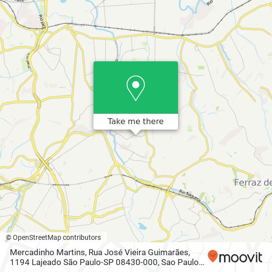 Mapa Mercadinho Martins, Rua José Vieira Guimarães, 1194 Lajeado São Paulo-SP 08430-000
