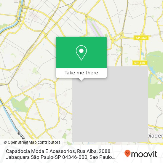 Mapa Capadocia Moda E Acessorios, Rua Alba, 2088 Jabaquara São Paulo-SP 04346-000