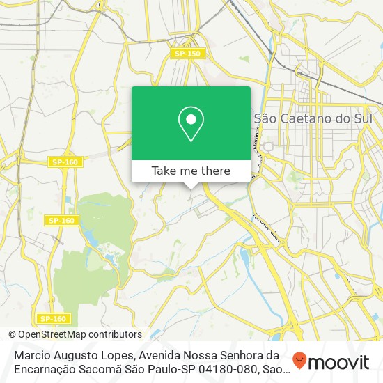 Mapa Marcio Augusto Lopes, Avenida Nossa Senhora da Encarnação Sacomã São Paulo-SP 04180-080