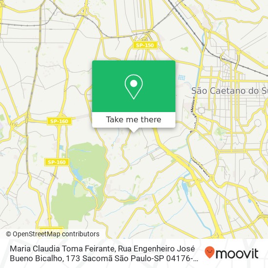 Mapa Maria Claudia Toma Feirante, Rua Engenheiro José Bueno Bicalho, 173 Sacomã São Paulo-SP 04176-260