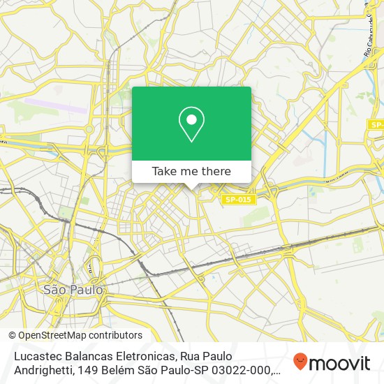 Mapa Lucastec Balancas Eletronicas, Rua Paulo Andrighetti, 149 Belém São Paulo-SP 03022-000