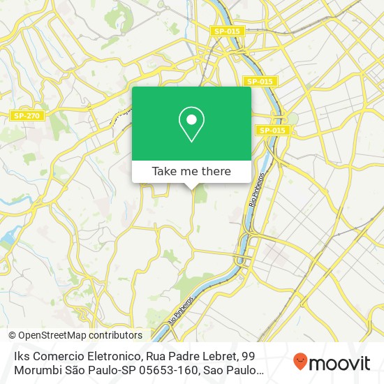 Mapa Iks Comercio Eletronico, Rua Padre Lebret, 99 Morumbi São Paulo-SP 05653-160