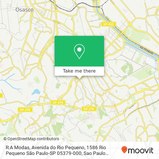 Mapa R.A Modas, Avenida do Rio Pequeno, 1586 Rio Pequeno São Paulo-SP 05379-000