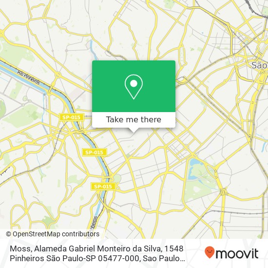 Mapa Moss, Alameda Gabriel Monteiro da Silva, 1548 Pinheiros São Paulo-SP 05477-000