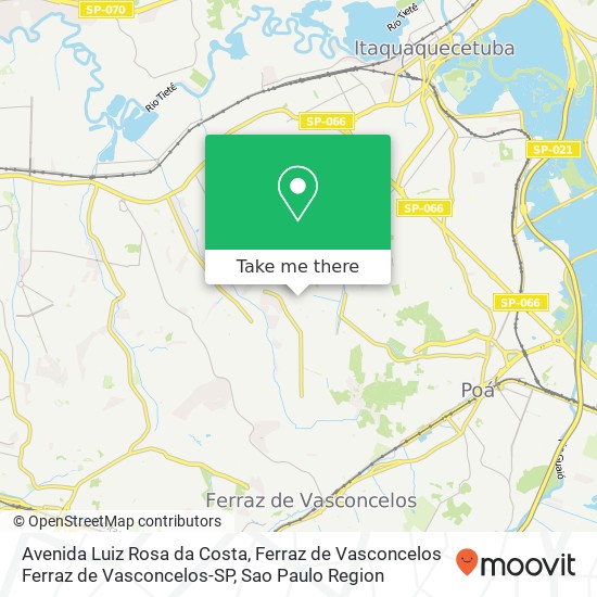 Mapa Avenida Luiz Rosa da Costa, Ferraz de Vasconcelos Ferraz de Vasconcelos-SP