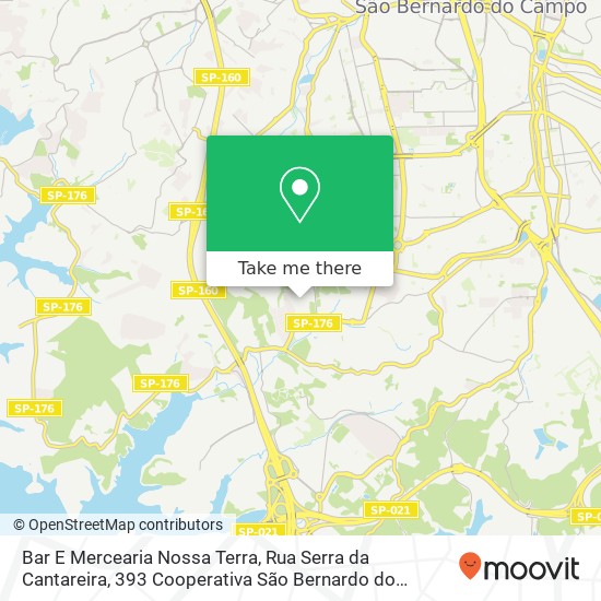 Mapa Bar E Mercearia Nossa Terra, Rua Serra da Cantareira, 393 Cooperativa São Bernardo do Campo-SP 09855-210