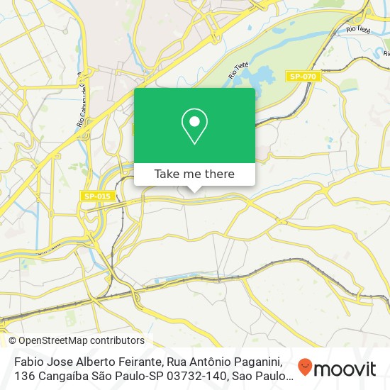 Mapa Fabio Jose Alberto Feirante, Rua Antônio Paganini, 136 Cangaíba São Paulo-SP 03732-140