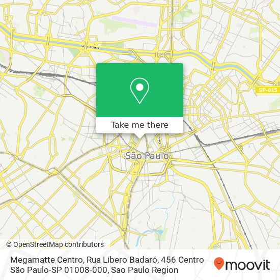 Mapa Megamatte Centro, Rua Líbero Badaró, 456 Centro São Paulo-SP 01008-000