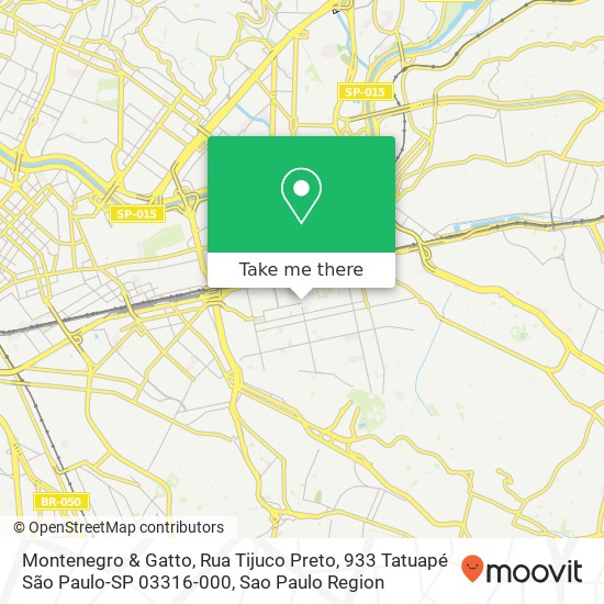 Mapa Montenegro & Gatto, Rua Tijuco Preto, 933 Tatuapé São Paulo-SP 03316-000