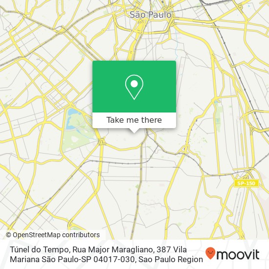Mapa Túnel do Tempo, Rua Major Maragliano, 387 Vila Mariana São Paulo-SP 04017-030