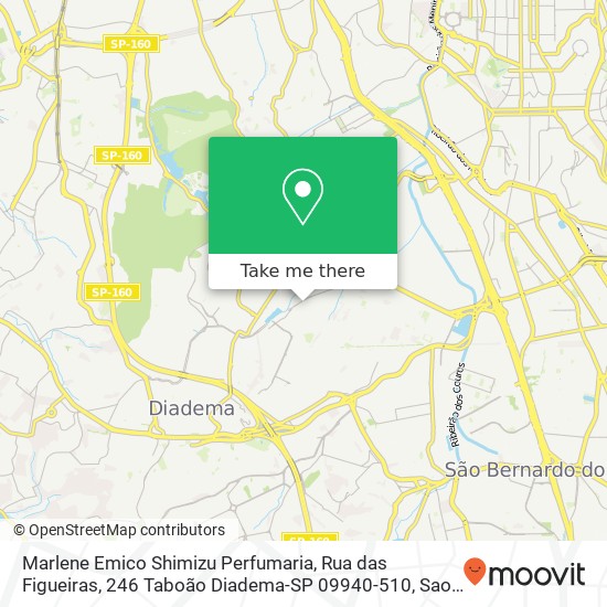 Mapa Marlene Emico Shimizu Perfumaria, Rua das Figueiras, 246 Taboão Diadema-SP 09940-510