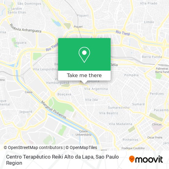 Mapa Centro Terapêutico Reiki Alto da Lapa