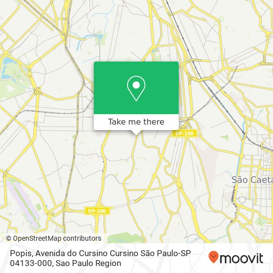 Mapa Popis, Avenida do Cursino Cursino São Paulo-SP 04133-000