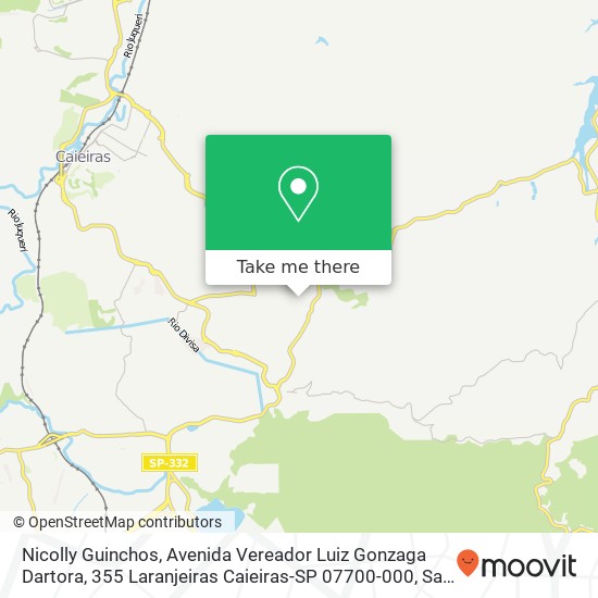 Mapa Nicolly Guinchos, Avenida Vereador Luiz Gonzaga Dartora, 355 Laranjeiras Caieiras-SP 07700-000