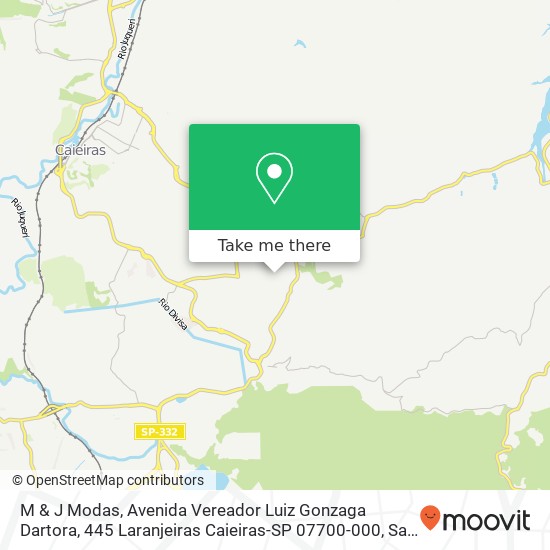 Mapa M & J Modas, Avenida Vereador Luiz Gonzaga Dartora, 445 Laranjeiras Caieiras-SP 07700-000