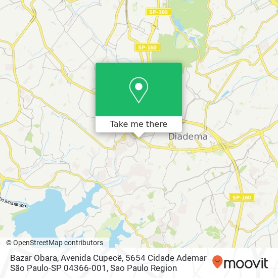 Mapa Bazar Obara, Avenida Cupecê, 5654 Cidade Ademar São Paulo-SP 04366-001