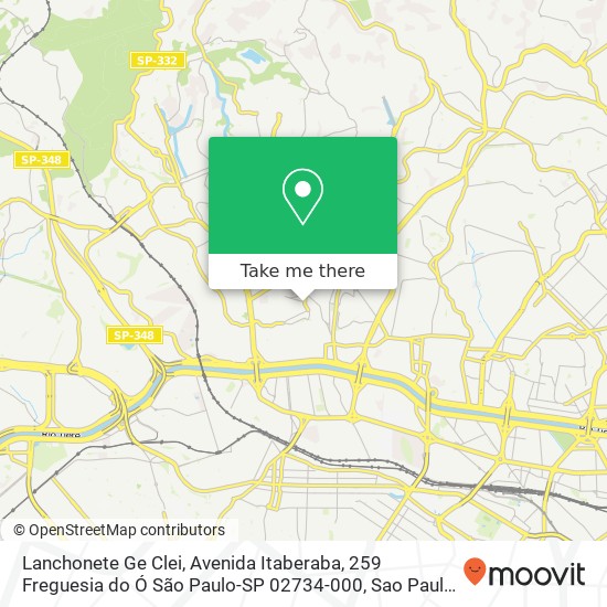 Mapa Lanchonete Ge Clei, Avenida Itaberaba, 259 Freguesia do Ó São Paulo-SP 02734-000