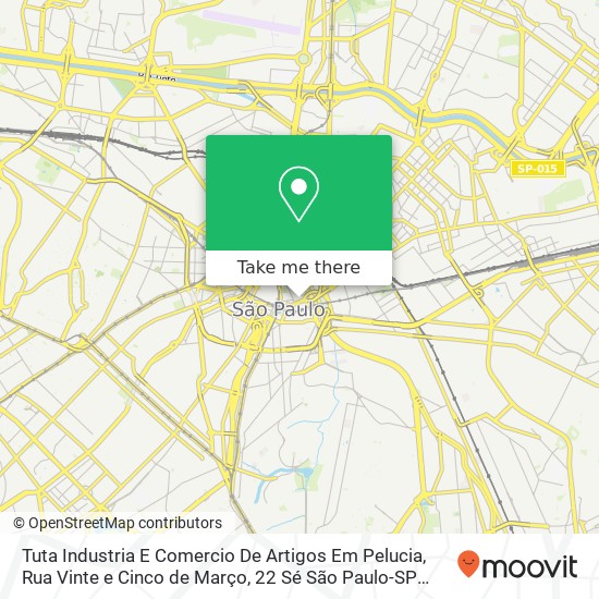 Mapa Tuta Industria E Comercio De Artigos Em Pelucia, Rua Vinte e Cinco de Março, 22 Sé São Paulo-SP 01021-000