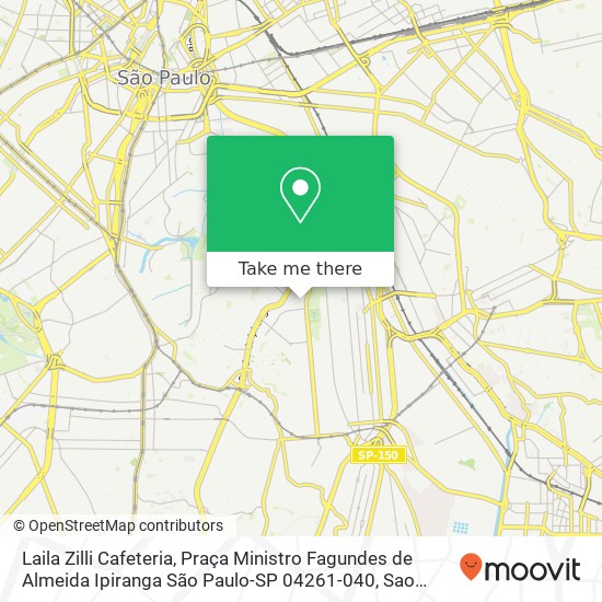 Mapa Laila Zilli Cafeteria, Praça Ministro Fagundes de Almeida Ipiranga São Paulo-SP 04261-040