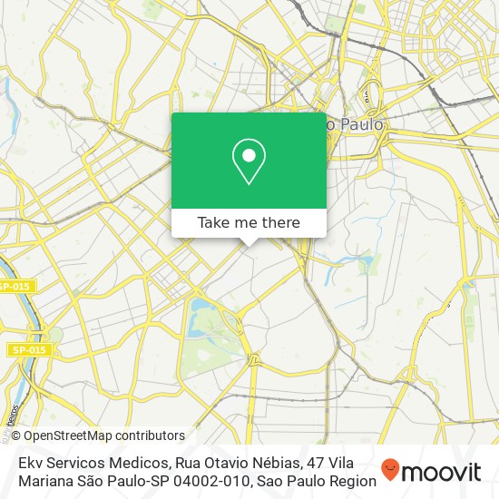 Ekv Servicos Medicos, Rua Otavio Nébias, 47 Vila Mariana São Paulo-SP 04002-010 map