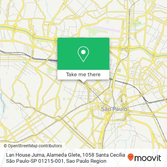 Mapa Lan House Juma, Alameda Glete, 1058 Santa Cecília São Paulo-SP 01215-001