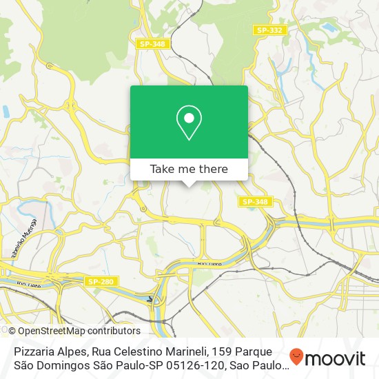 Mapa Pizzaria Alpes, Rua Celestino Marineli, 159 Parque São Domingos São Paulo-SP 05126-120