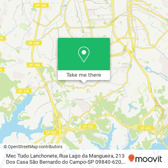 Mapa Mec Tudo Lanchonete, Rua Lago da Mangueira, 213 Dos Casa São Bernardo do Campo-SP 09840-620