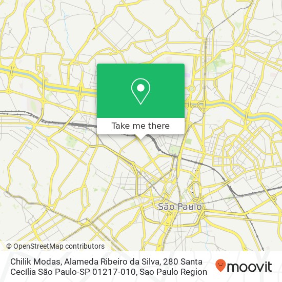 Mapa Chilik Modas, Alameda Ribeiro da Silva, 280 Santa Cecília São Paulo-SP 01217-010