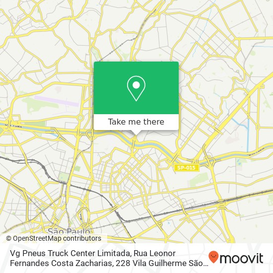 Mapa Vg Pneus Truck Center Limitada, Rua Leonor Fernandes Costa Zacharias, 228 Vila Guilherme São Paulo-SP 02052-020