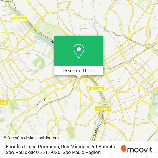 Mapa Escolas Irmas Pomarico, Rua Miragaia, 50 Butantã São Paulo-SP 05511-020