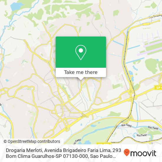 Mapa Drogaria Merloti, Avenida Brigadeiro Faria Lima, 293 Bom Clima Guarulhos-SP 07130-000