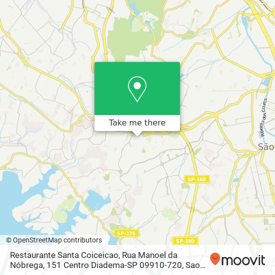 Mapa Restaurante Santa Coiceicao, Rua Manoel da Nóbrega, 151 Centro Diadema-SP 09910-720